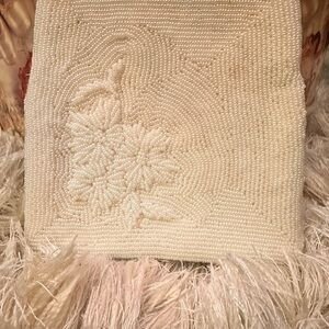 Vintage Walborg White Glass Bead Purse